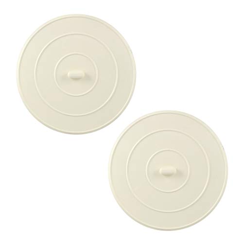 DANCO 89042P Flat Kitchen Sink Stopper, Flat Suction Drain Plug, Bathroom Bathtub Drain Stopper, 5 Inch, White, 2-Pk