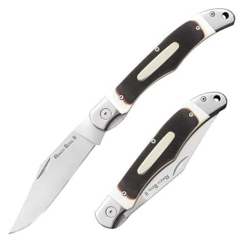 Cold Steel Ranch Boss II Classic Folding Knife, One Size,Silver/White/Brown