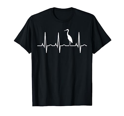 Great Blue Heron Heartbeat T-Shirt - Heron Birder Shirt