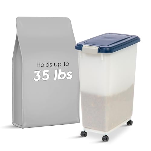 IRIS USA 47 Quart Airtight Pet Food Container, Navy