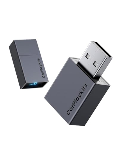 CarPlayKits Wireless CarPlay Adapter for Apple, Plug and Play Low Latency Mini Edition Converts Wired to Wireless CarPlay Dongle for Cars from 2016 and iOS 10+ USB Type-A