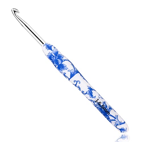 BCMRUN 5.5 mm(I) Crochet Hook, Ergonomic Handle for Arthritic Hands, Soft Rubber Grip Extra Long  Knitting Needles for Beginners and Knitting Crocheting Yarn (5.5mm-I)