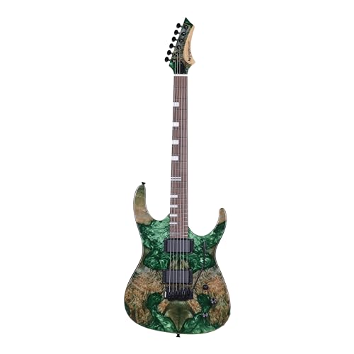 Leo Jaymz Electric Guitar Tempest Series - Mahogany Body and Burl Top,Maple Neck and Rosewood Fingerboard,Alnico V active Pickups,Wilkinson 2-point Temolo Bridge (Architect)