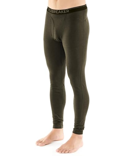 Icebreaker Merino Men's 200 Oasis Cold Weather Leggings with Fly, Wool Base Layer Thermal Pants, Loden, X-Large
