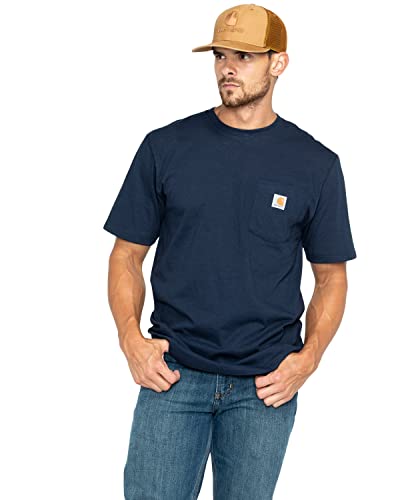 Carhartt Men's Loose Fit Heavyweight Short-Sleeve Pocket T-Shirt (), Navy, Large Tall