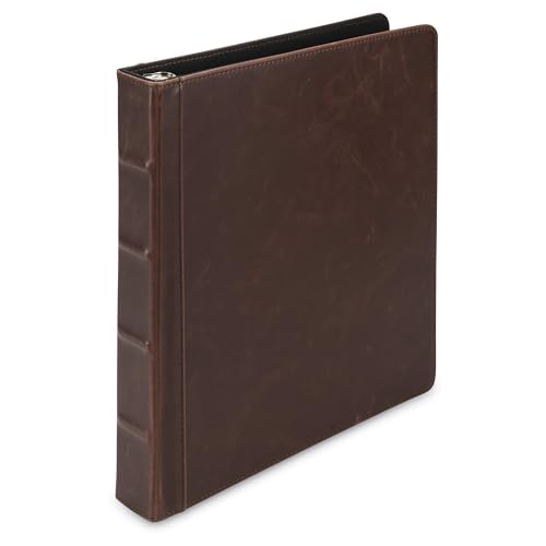 Samsill Vintage Hardback 3 Ring Leather Binder, Professional Binder Organizer, Planner Binder, 1 Inch 3 Ring Binder, Letter Size 8.5 x 11, No Zipper, Faux Brown Leather