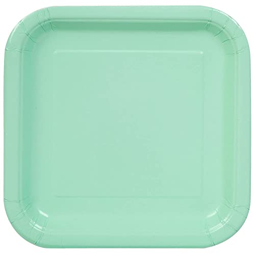 Mint Green Solid Plastic Square Dessert Plates (Pack of 16) 7' - Vibrant & Disposable Tableware, Perfect for Events, Holiday Parties, Weddings, & More