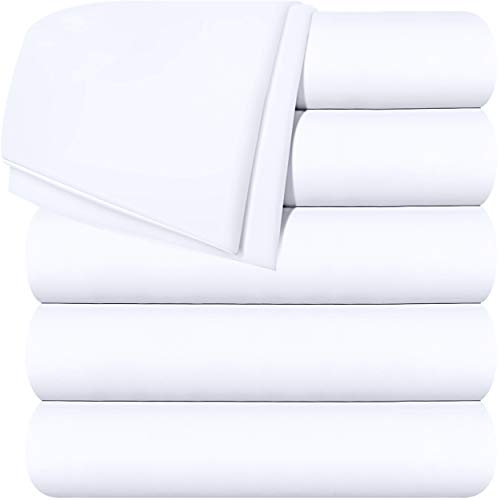 Utopia Bedding Flat Sheets - Pack of 6 - Soft Brushed Microfiber Fabric - Shrinkage & Fade Resistant Top Sheets - Easy Care (King, White)