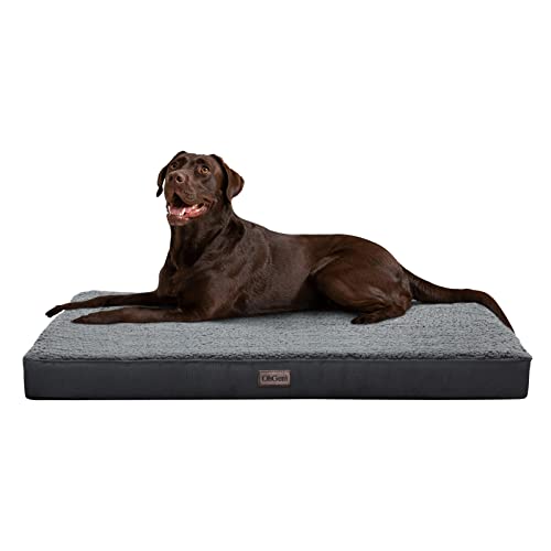 OhGeni Orthopedic Dog Beds for Large Dogs,Dog Bed with Plush Egg Foam Support and Non-Slip Bottom, Waterproof and Machine Washable Removable Pet Bed Cover