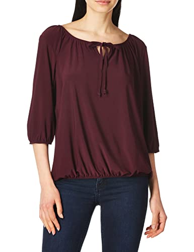 Star Vixen womens 3/4 Sleeve Peasant Elastic-hem Keyhole-tie Top Blouse, Plum, Large US