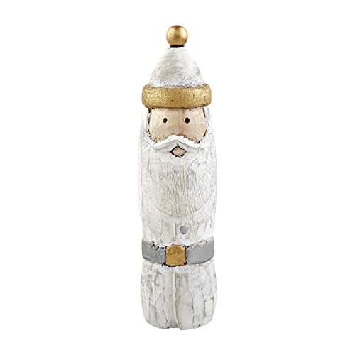 Mud Pie Wooden Carved Santa Sitter, Gold, Small