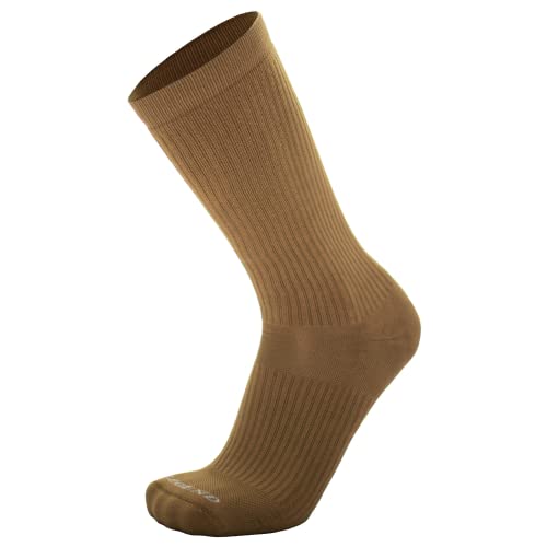 LEGEND Compression Tactical Socks | Warm Weather Mid-Calf Boot Socks | Superior Moisture Wicking Nylon Military Socks for Men and Women | Made in the USA | Coyote Brown | Large