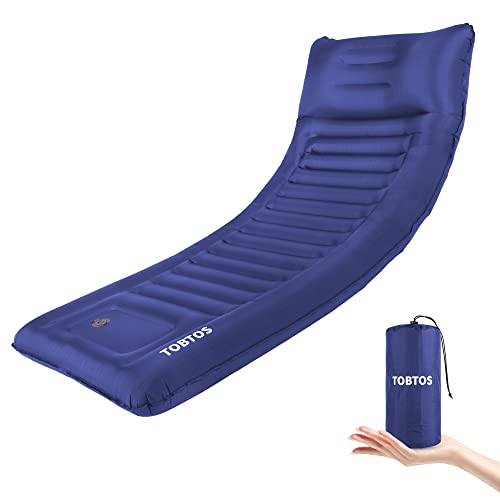 TOBTOS Self Inflating Camping Sleeping Pad with Pillow, Thick 6 Inch Ultralight Sleeping Pad with Built-in Pump, Lightweight Sleeping Mat for Camping, Backpacking, Hiking, Tent (Blue)