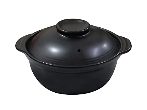 Premium Ceramic Black Casserole Clay Pot with Lid,For Cooking Hot Pot Dolsot Bibimbap and Soup