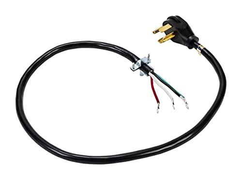 Whirlpool PT600L Genuine OEM 4-Prong 30-Amp Power Cord For Electric Dryers 6 Feet Black replaces 33002441, 3390602, 3392394, 687396, 694276, W10830963