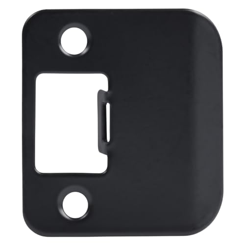 Designers Impressions Matte Black 1-1/2' Inch Extended Lip Strike Plate Round Radius Corners - 2' Overall Length: EST-103