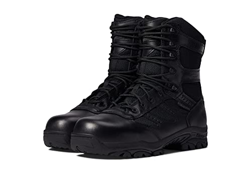 Thorogood Deuce 8” Waterproof Side-Zip Black Tactical Boots for Men and Women with Composite Safety Toe, Full-Grain Leather, and Slip-Resistant Outsole; BBP & Rated, Black - 9 W US