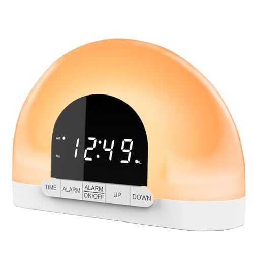 Sisenny Sunrise Alarm Clock Smart Wake Up Light Sunrise Simulation LED Digital Clocks Reading Lamp Night Light for Kids Adults Heavy Sleepers.