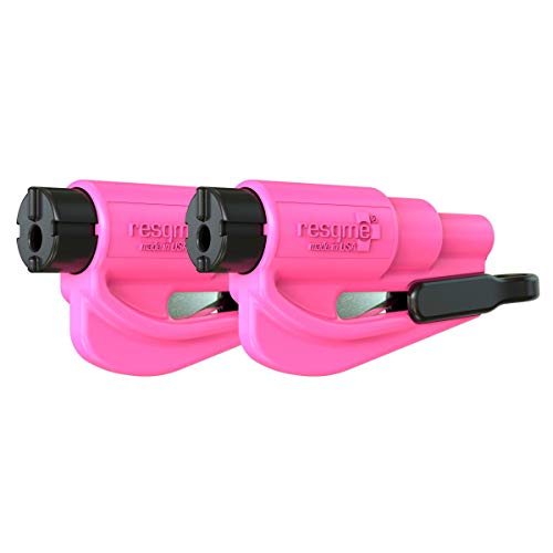 resqme Pack of 2,The Original Emergency Keychain Car Escape Tool, 2-in-1 Seatbelt Cutter and Window Breaker, Made in USA, Pink - Compact safety hammer