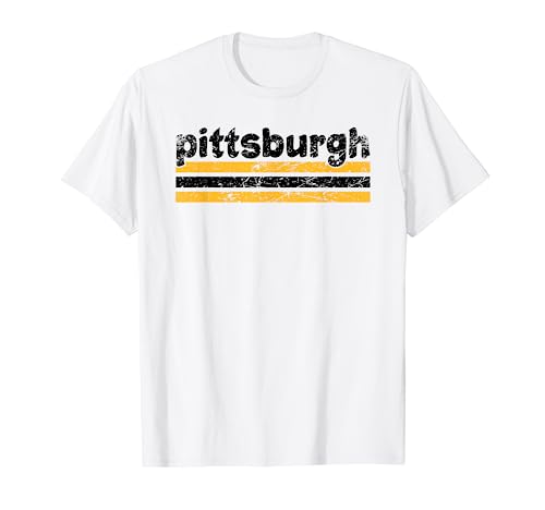 Pittsburgh Pennsylvania Three Stripe Vintage Weathered T-Shirt
