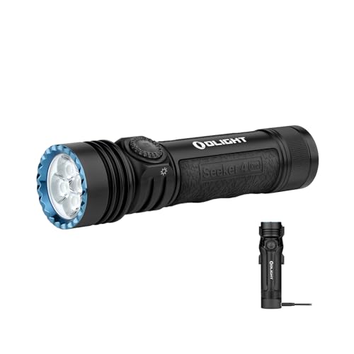 OLIGHT Seeker 4 Pro Rechargeable Flashlights, High Lumens Powerful Bright Flashlight 4600 Lumens with USB C Holster, Waterproof Flashlight for Emergencies, Camping, Searching (Matte Black Cool White)