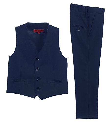 2 Piece Kids Boys Dark Royal Blue Vest and Pants Formal Set, 14