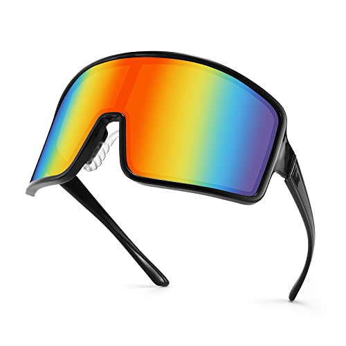 Karsaer Vision Sports Cycling Sunglasses One Piece Visor Outdoor Windproof Glasses 80s Shades Women Men