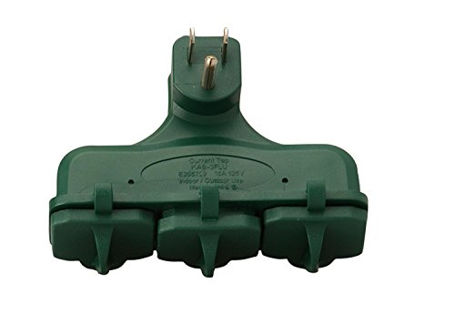 Woods 13270 3-Outlet Adapter, Indoor or Outdoor (Weatherproof), Green (Green)