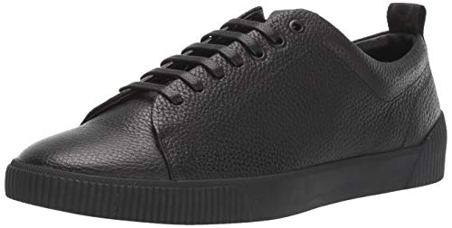 HUGO BOSS Green Boss Men's Leather Sneakers with Rubber Sole Shoe, Black, 10 M US