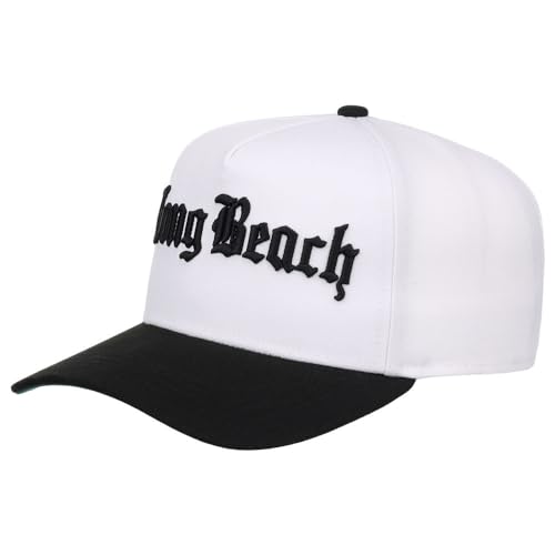 Death Row Records Long Beach A-Frame Adjustable Snapback Hat WHT/BLK