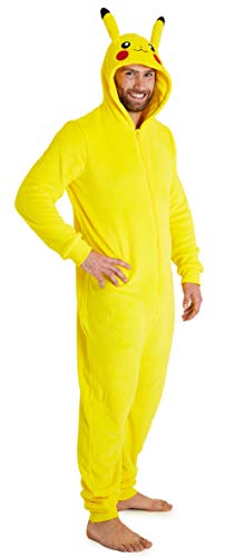 Pokemon Pikachu Onesie, Mens Onesies Halloween Costumes, Fleece Adult Onesie (S) Yellow