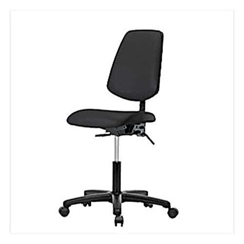 Thomas 1163N08 Vinyl Desk Height Chair with Medium Back Without Tilt, Nylon Base, Adjustable Arms, Casters, Black