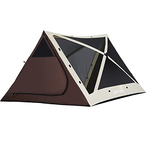 MASTERCANOPY 7x7 Portable Screen House Room Pop up Gazebo Outdoor Camping Tent (7x7, Beige&Coffee)