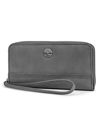 Timberland womens Leather Rfid Zip Around Wallet Clutch With Strap Wristlet, Castlerock (Nubuck), One Size US