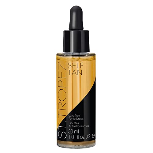 ST TROPEZ Luxe Tan Tonic Glow Drops, 5-in-1 Face Self Tanning Drops, Niacinamide, Hyaluronic Acid, Vitamin C & E, Vegan, Natural & Cruelty Free, 1 Fl Oz