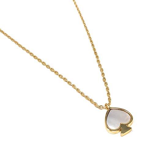 Kate Spade New York Signature Spade Mother of Pearl Gold Plated Mini Charm Pendant Necklace Cream