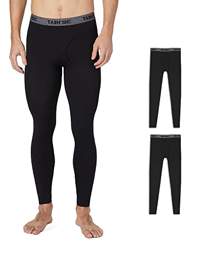 32 DEGREES Men's 2-Pack Performance Lightweight Thermal Baselayer Legging Pant, BLACK/BLACK, Large