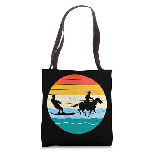 Vintage Beach Horse Surfing Wakeboarding Water Skiing Retro Tote Bag