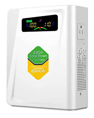 Step Down Transformer 220v to 110v Voltage Converter 2000w, No Noise, Ten Protection Functions, Suit for Juicer, Toaster, Chocolate Machine and Other US Appliances Used in Europe