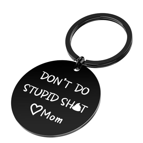 Ulrhpc Gifts for Teenage Boys Girls Don't Do Stupi Love Mom Keychain Christmas Gifts for Teens Son Daughter Stocking Stuffers for Teen Girl Gifts