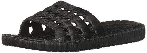 TECS Mens Quick Drying Lightweight Water Shoe for Beach, Showers, House Slipper, Dorms, Outdoor with Open Toe, Rubber Sole,Black