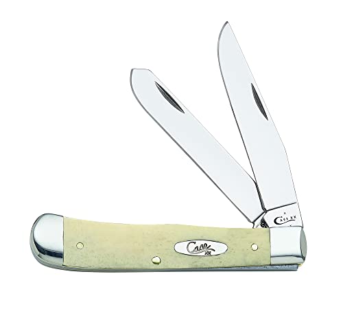 Case XX WR Pocket Knife Natural Smooth Bone Trapper W/Shield Item #1445 - (6254 SS) - Length Closed: 4 1/8 Inches