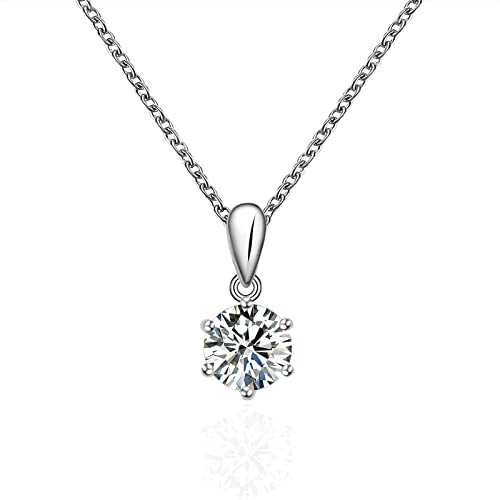 ZYI Moissanite necklaces for women,Lab Created Diamond Pendant Necklace,16-18 Inch Chain Adjustable,D VVS1 Silver White Gold Moissanite Jewelry Chain Gifts for Women/men/Mom/Girls/boys/Wife.