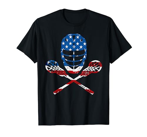 Lacrosse American Flag Lax Helmet Sticks 4th Of July Gifts T-Shirt