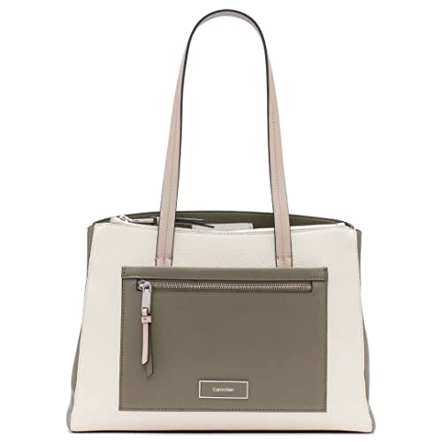 Calvin Klein Hadley Triple Compartment Tote, Cherub White/Dusty Olive/Mushroom