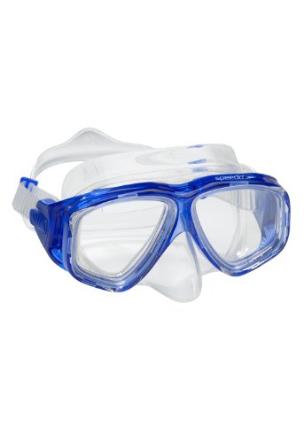 Speedo Unisex-Adult Swim Snorkel Dive Mask Anti-Fog with Nose Cover Adventure Series, M Blue, One Size