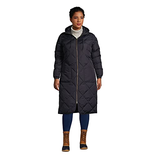 Lands' End Womens Quilted ThermoPlume Insulated Coat Black Regular Medium