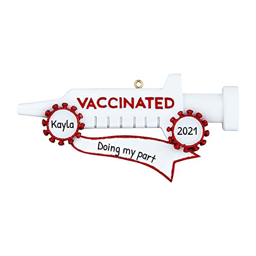 Personalized Vaccine Ornament - Vaccinated Ornament 2023, COVID Christmas, Pandemic Christmas Ornament, Corona Christmas Ornament 2023 - Vaccinated Syringe Free Customization with Gift Box