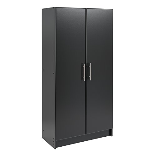 Prepac Garage Storage Cabinet, Elite Tall 2-Door Cabinet with Adjustable Shelves 16'D x 32'W x 65'H Black BES-3264; A Functional, Freestanding Garage Cabinet and Storage Cabinet with Doors and Shelves