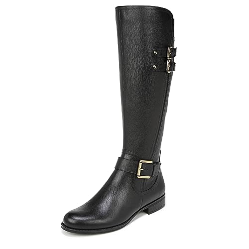 Naturalizer Womens Jessie Knee High Buckle Detail Riding Boots Black Leather 7 M